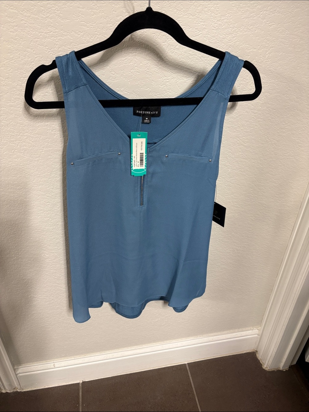 Torrid Blue V-Neck Zip-Detail Camisole